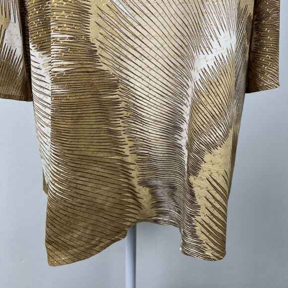 Vintage Ample Togs California Blouse Women 2XL Gold White Relaxed Bell Sleeve - Picture 8 of 16
